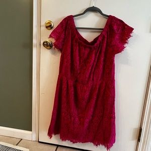 Pink Lace off shoulder dress